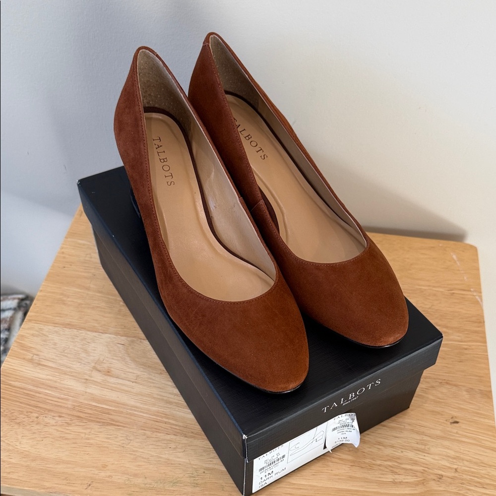 Talbots Women's Rich Brown Suede Heels -Size 11 Medium
